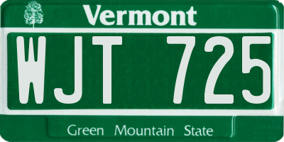 VT license plate WJT725