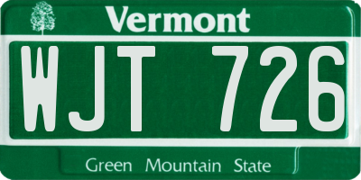 VT license plate WJT726