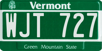 VT license plate WJT727