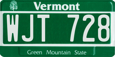 VT license plate WJT728