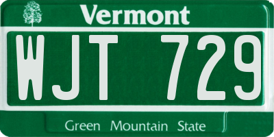 VT license plate WJT729