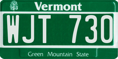 VT license plate WJT730
