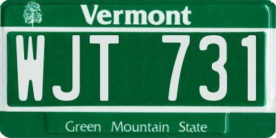 VT license plate WJT731
