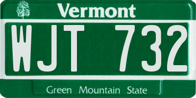 VT license plate WJT732