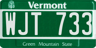 VT license plate WJT733