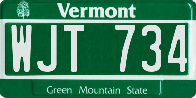 VT license plate WJT734