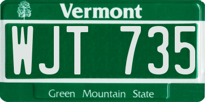 VT license plate WJT735