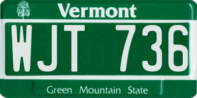 VT license plate WJT736