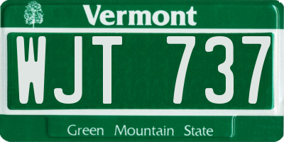 VT license plate WJT737