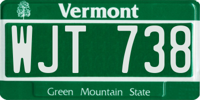 VT license plate WJT738