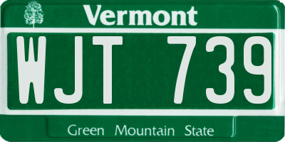 VT license plate WJT739