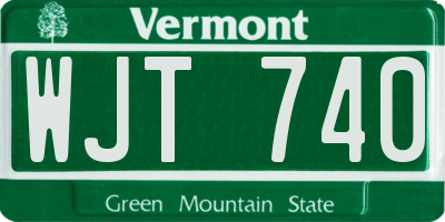 VT license plate WJT740