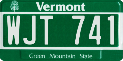 VT license plate WJT741