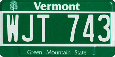 VT license plate WJT743