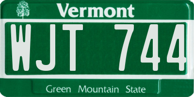 VT license plate WJT744