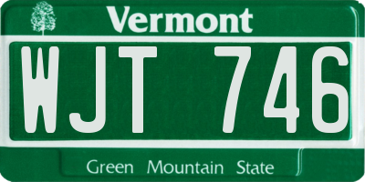 VT license plate WJT746