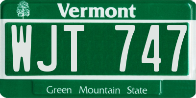 VT license plate WJT747