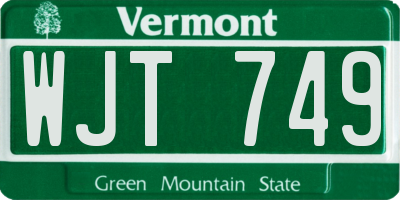VT license plate WJT749