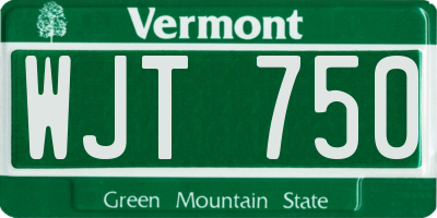VT license plate WJT750