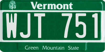 VT license plate WJT751