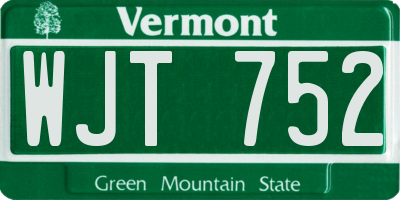 VT license plate WJT752