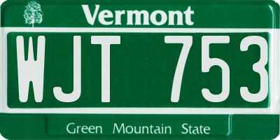 VT license plate WJT753