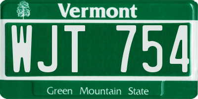 VT license plate WJT754