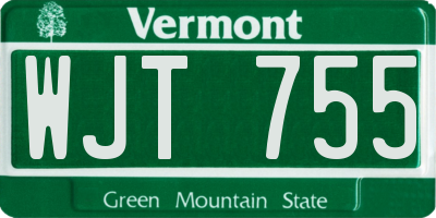 VT license plate WJT755