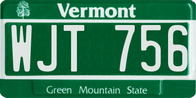 VT license plate WJT756