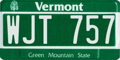 VT license plate WJT757