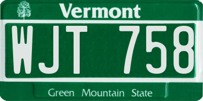 VT license plate WJT758