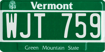VT license plate WJT759