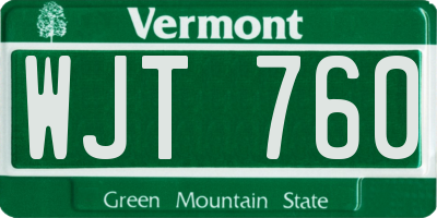 VT license plate WJT760