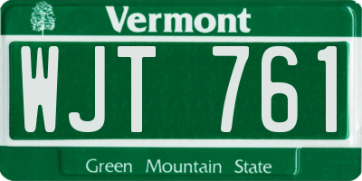 VT license plate WJT761