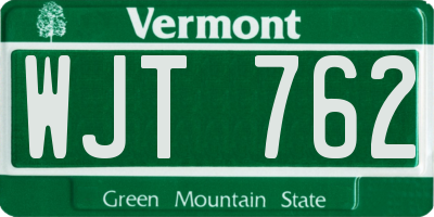 VT license plate WJT762