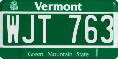 VT license plate WJT763