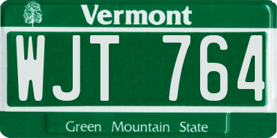 VT license plate WJT764