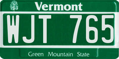 VT license plate WJT765