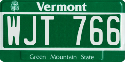 VT license plate WJT766