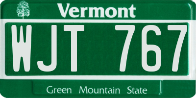 VT license plate WJT767