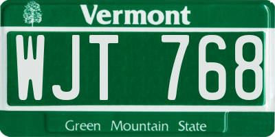 VT license plate WJT768