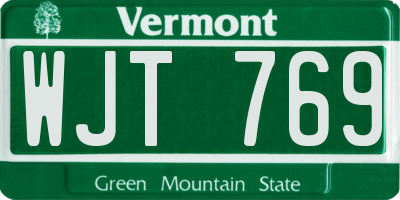 VT license plate WJT769