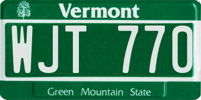 VT license plate WJT770