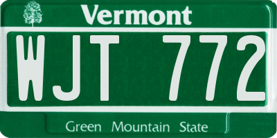 VT license plate WJT772