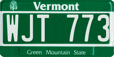 VT license plate WJT773