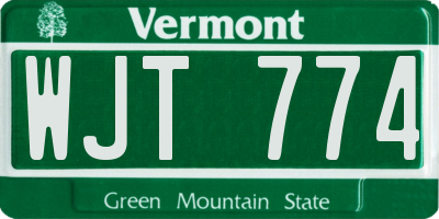 VT license plate WJT774