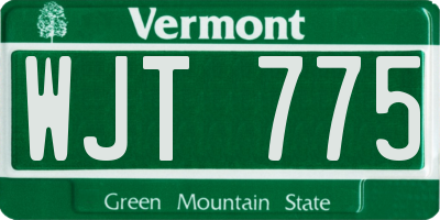 VT license plate WJT775