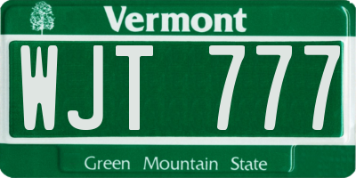 VT license plate WJT777