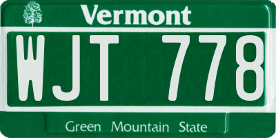 VT license plate WJT778