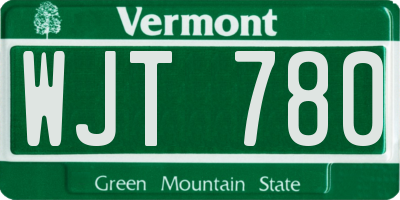 VT license plate WJT780